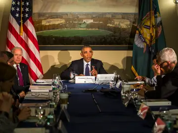 Barack Obama, durante la reunión con el Consejo de Seguridad Nacional Barack Obama, durante la reunión con el Consejo de Seguridad Nacional