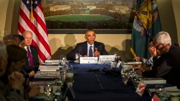 Barack Obama, durante la reunión con el Consejo de Seguridad Nacional