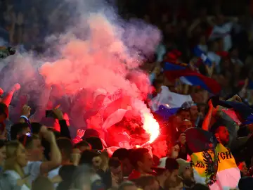 Aficionados rusos durante el partido ante Inglaterra Aficionados rusos durante el partido ante Inglaterra