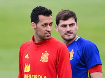 Busquets, en el entrenamiento en La Rochelle Busquets, en el entrenamiento en La Rochelle