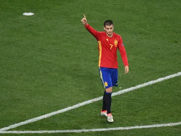 Morata celebra uno de sus goles ante Turquía Morata celebra uno de sus goles ante Turquía
