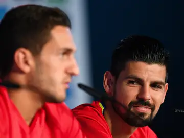 Nolito en rueda de prensa junto a Koke Nolito en rueda de prensa junto a Koke