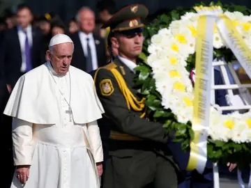 El Papa Francisco durante un acto de conmeración del genocidio armenio El Papa Francisco durante un acto de conmeración del genocidio armenio