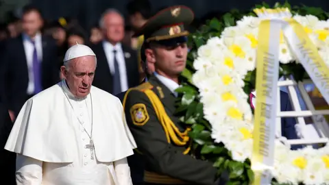 El Papa Francisco durante un acto de conmeración del genocidio armenio El Papa Francisco durante un acto de conmeración del genocidio armenio