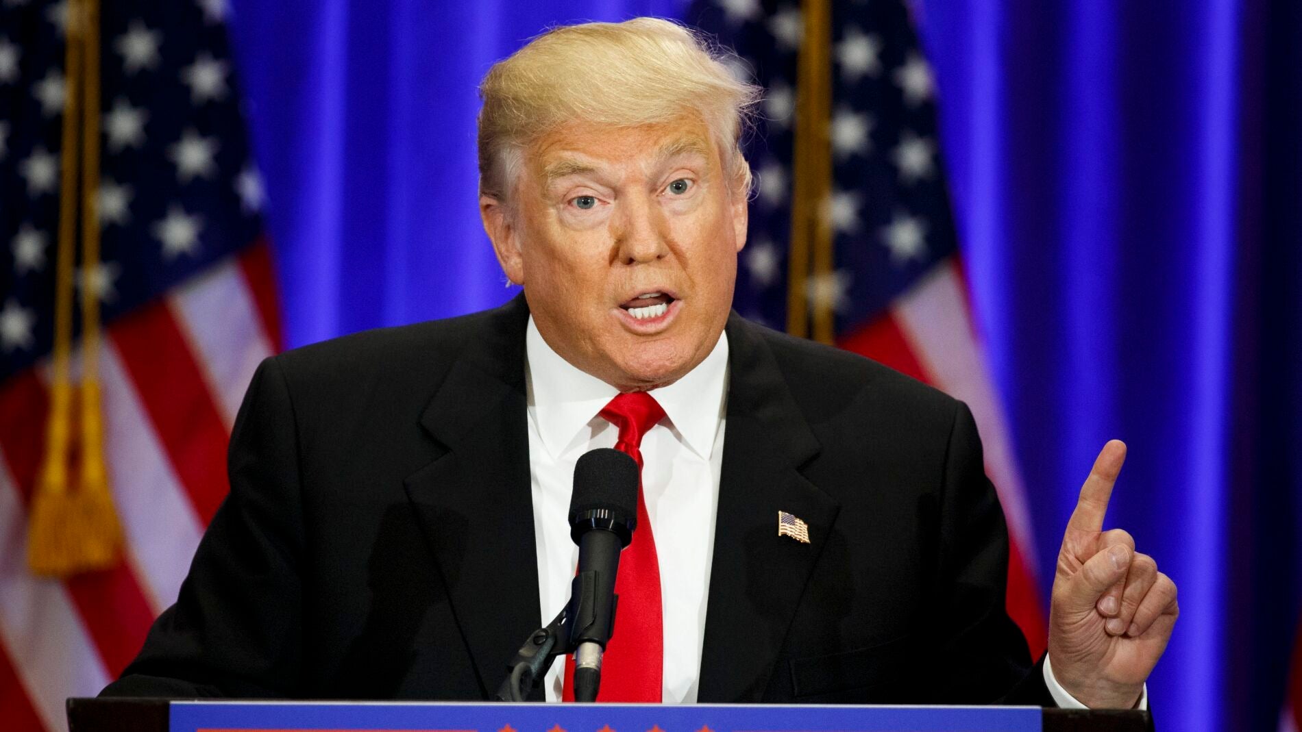 El candidato republicano Donald Trump durante un discurso en Nueva York