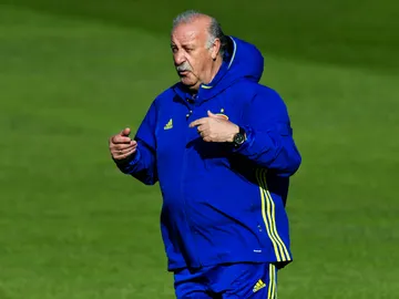 Del Bosque da instrucciones en un entrenamiento Del Bosque da instrucciones en un entrenamiento