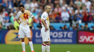 Iniesta, decepcionado tras un gol de Italia