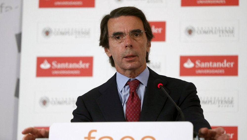 José María Aznar, durante un acto de FAES