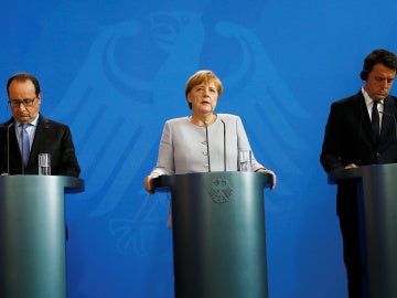 Angela Merkel, François Hollande y Mateo Renzi