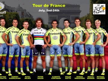 El equipo Tinkoff para el Tour de Francia, liderado por Alberto Contador