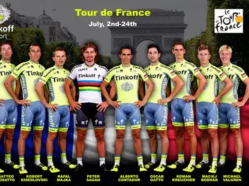 El equipo Tinkoff para el Tour de Francia, liderado por Alberto Contador El equipo Tinkoff para el Tour de Francia, liderado por Alberto Contador
