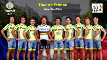 El equipo Tinkoff para el Tour de Francia, liderado por Alberto Contador