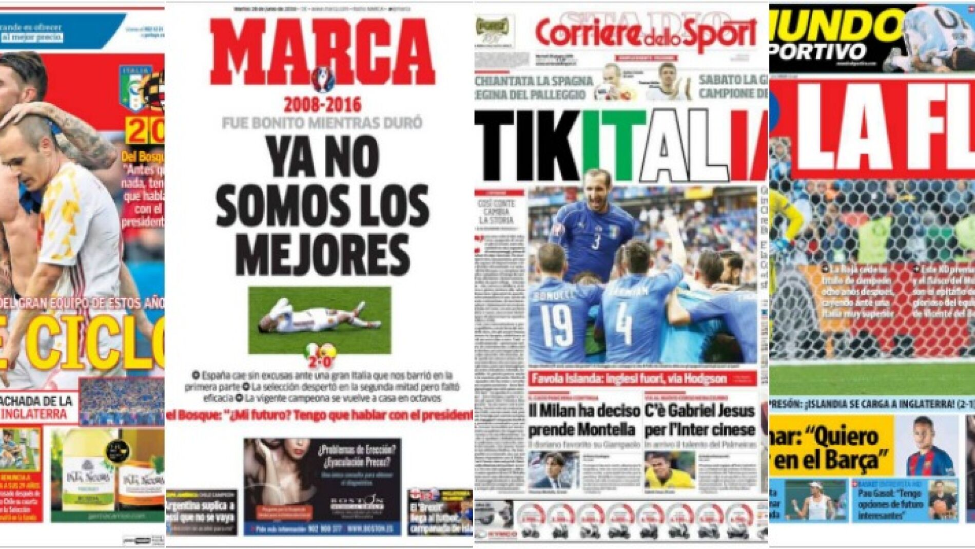 La prensa, cr&iacute;tica con Espa&ntilde;a tras su eliminaci&oacute;n de la Eurocopa