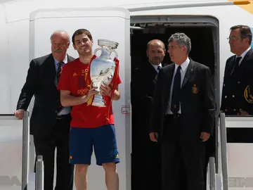 Vicente del Bosque, Iker Casillas y Ángel María Villar Vicente del Bosque, Iker Casillas y Ángel María Villar
