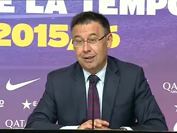 Bartomeu, durante la rueda de prensa Bartomeu, durante la rueda de prensa