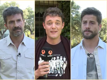 Rodolfo Sancho, Federico Aguado y Luis Fernández en el rodaje de 'Mar de plástico' Rodolfo Sancho, Federico Aguado y Luis Fernández en el rodaje de 'Mar de plástico'