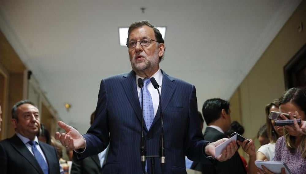 Mariano Rajoy, en declaraciones a los periodistas en el Congreso