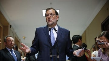Mariano Rajoy, en declaraciones a los periodistas en el Congreso
