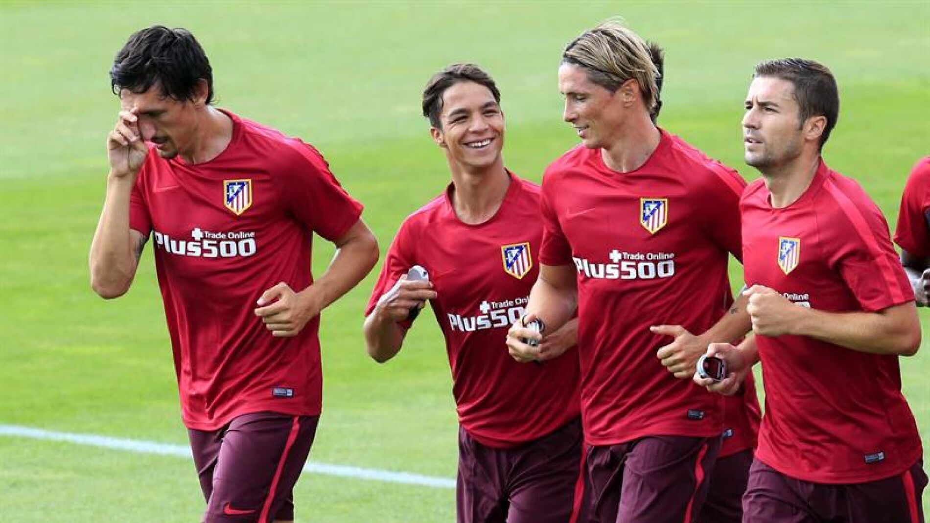 Jugadores del Atl&eacute;tico de Madrid en su primer entrenamiento 