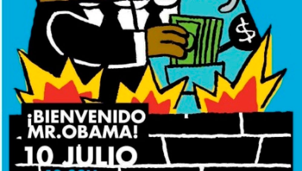 Cartel de IU contra la visita de Obama