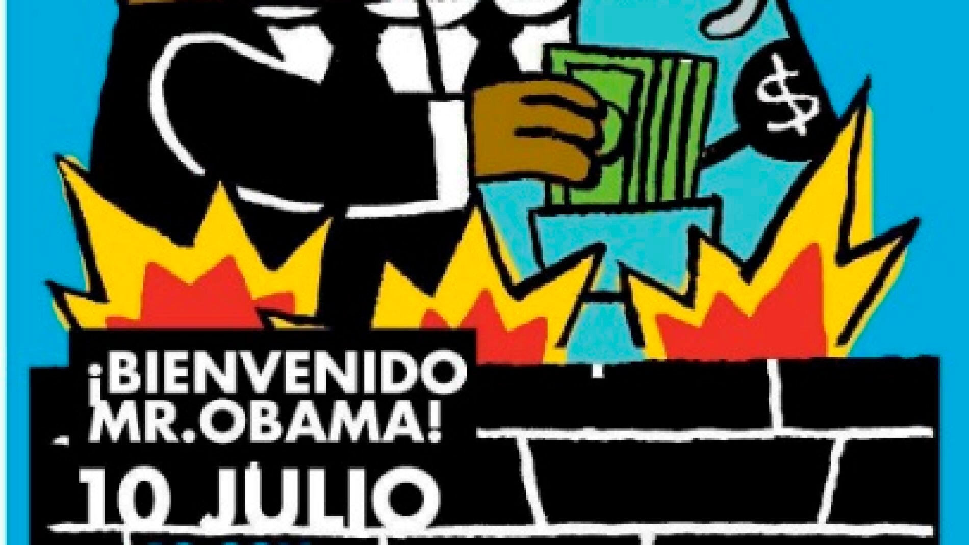 Cartel de IU contra la visita de Obama