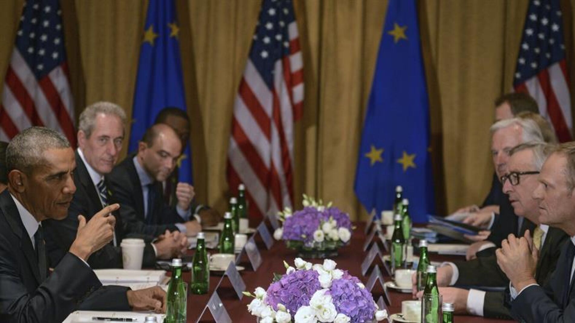 Barack Obama en una reuni&oacute;n antes de la Cumbre de la OTAN.