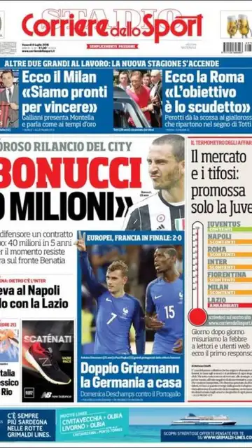 Portada de 'Corriere dello Sport' Portada de 'Corriere dello Sport'