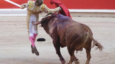 Los Cebada Gago, tan peligrosos en la plaza como en el encierro, cogieron e impidieron el triunfo