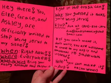 Carta de una niña contra el bullying Carta de una niña contra el bullying