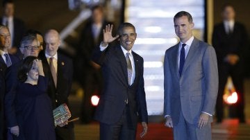 Obama llega a Madrid en su primera vista como presidente de EEUU