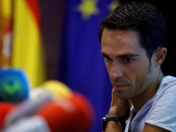 Alberto Contador, durante una rueda de prensa Alberto Contador, durante una rueda de prensa