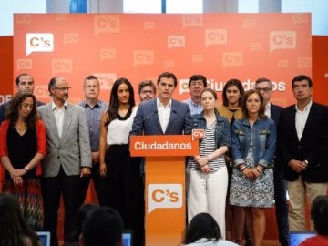 El presidente de Ciudadanos, Albert Rivera, en rueda de prensa