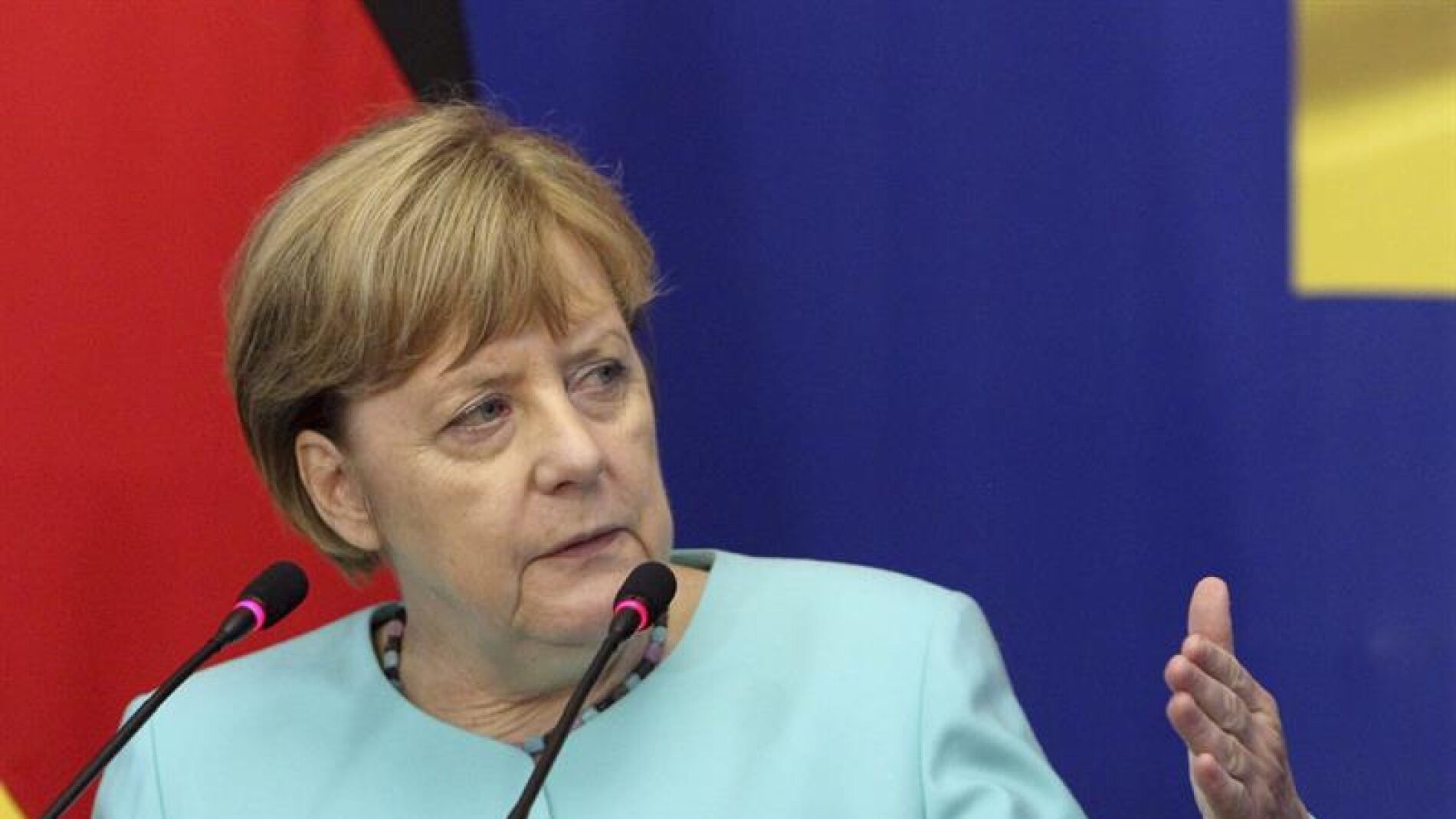 Angela Merkel en una rueda de prensa