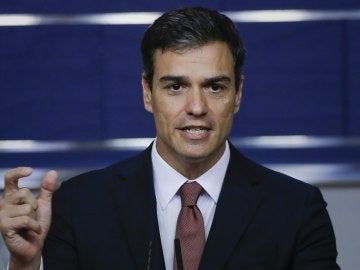  Pedro Sánchez durante la rueda de prensa posterior a la reunión con Rajoy