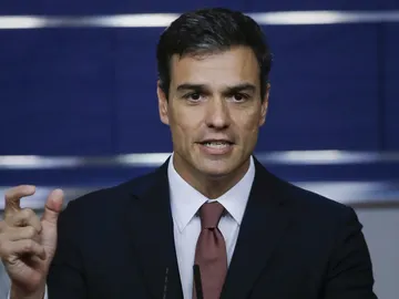 Pedro Sánchez durante la rueda de prensa posterior a la reunión con Rajoy Pedro Sánchez durante la rueda de prensa posterior a la reunión con Rajoy