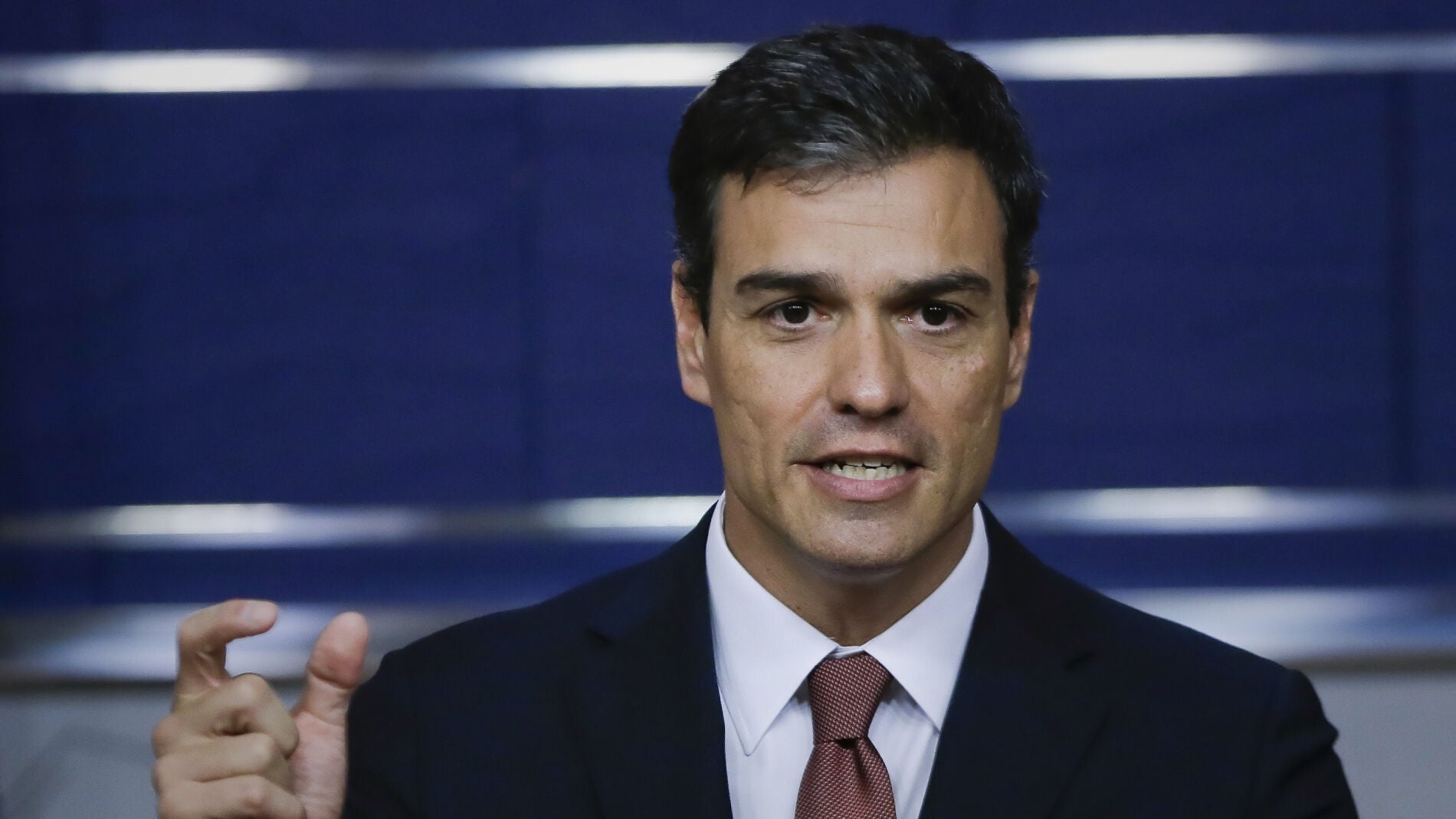  Pedro S&aacute;nchez durante la rueda de prensa posterior a la reuni&oacute;n con Rajoy