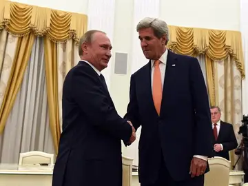 Putin y Kerry en la reunión en Moscú Putin y Kerry en la reunión en Moscú