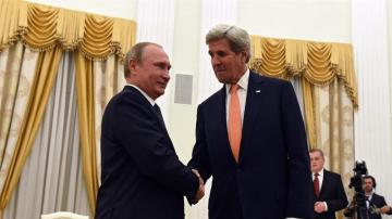 Putin y Kerry en la reunión en Moscú
