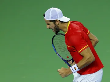 Feliciano López celebra una victoria Feliciano López celebra una victoria