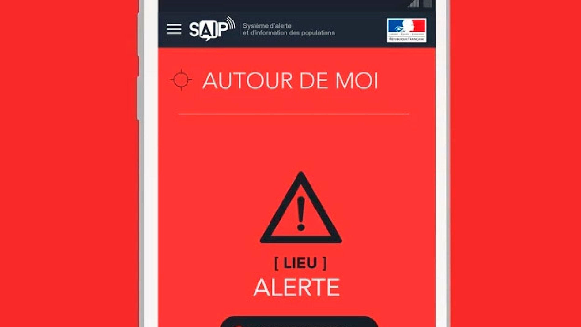 Aspecto de la aplicaci&oacute;n cuando hay una alerta