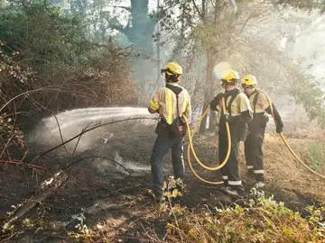 Trabajan en la extinción del incendio declarado en Girona Trabajan en la extinción del incendio declarado en Girona