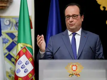 Hollande en una rueda de prensa en Lisboa Hollande en una rueda de prensa en Lisboa