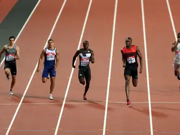 Bruno Hortelano corre junto a Usain Bolt Bruno Hortelano corre junto a Usain Bolt
