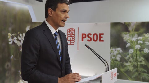  Pedro S&aacute;nchez, durante una declaraci&oacute;n institucional