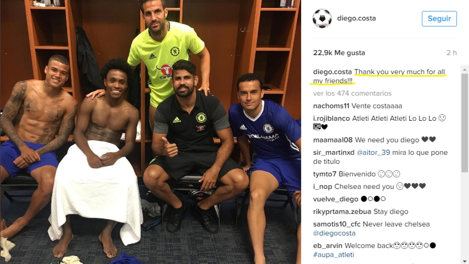 Diego Costa publica un enigm&aacute;tico mensaje en redes sociales
