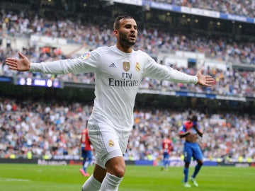 Jesé celebra un gol con el Real Madrid