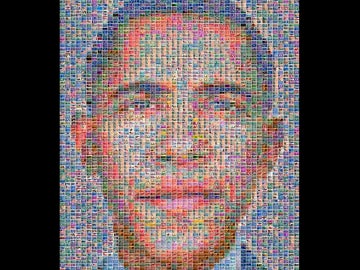 Retrato de Obama con sellos