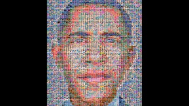 Un museo alemán expone un retrato de Barack Obama con 3.600 sellos postales con motivo de su cumpleaños