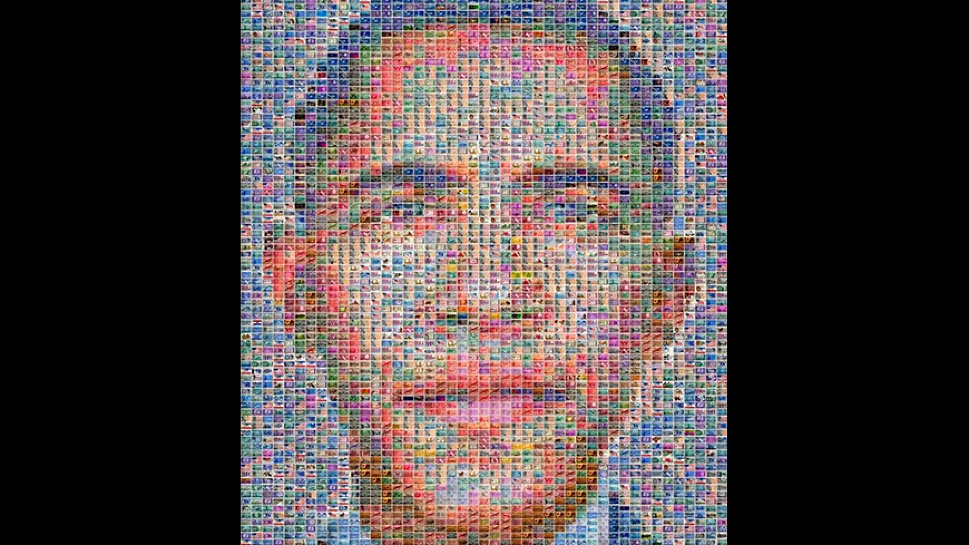 Retrato de Obama con sellos