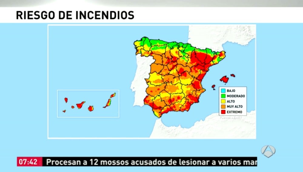 Riesgo de incendio en España